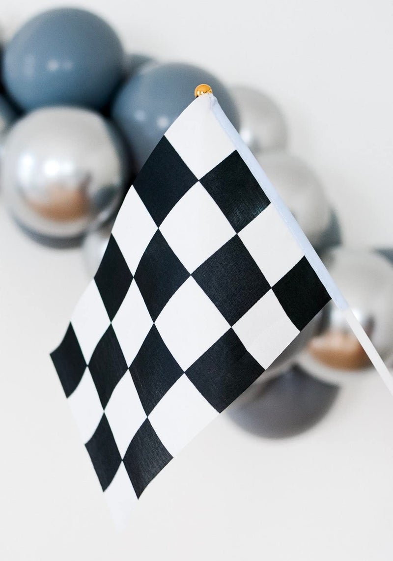 Piokio 20 Pack 8""x5.5"" Black and White Checkered Racing Stick Flag?Racing Hand Held Stick Flags  for Nascar Race Party Supplies - Image 4